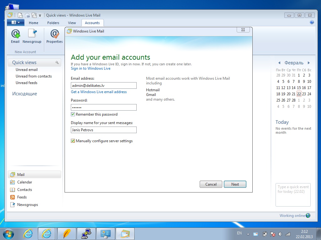 Send or receive emails from other accounts using Hotmail Windows Live